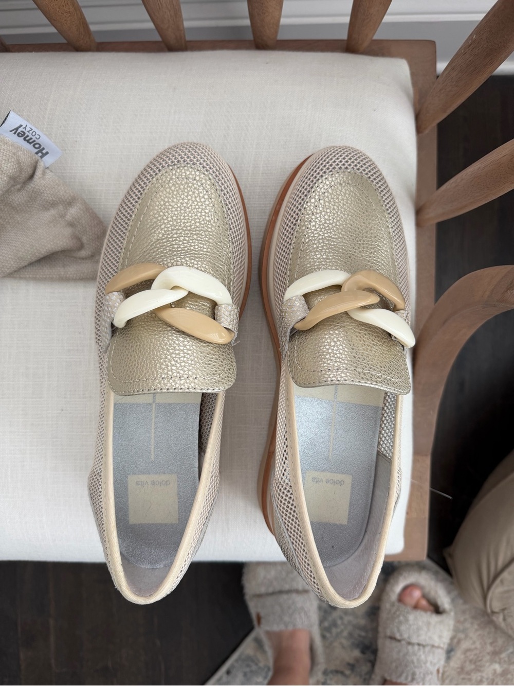 Dolce Vita cream/beige platform loafers - Picture 2 of 5